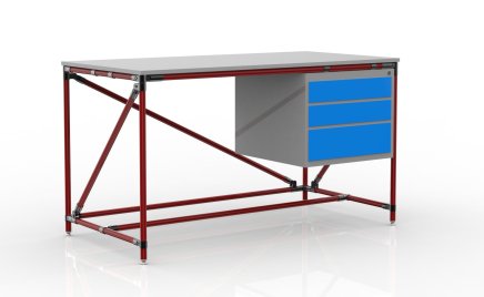 Dielenský stôl s kontajnerom s tromi zásuvkami šírka 1500 mm, 24040539 - 2