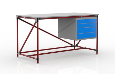 Dielenský stôl s kontajnerom so štyrmi zásuvkami šírka 1500 mm, 240405310