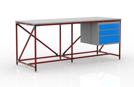 Dielenský stôl s kontajnerom s tromi zásuvkami šírka 2000 mm, 240405315