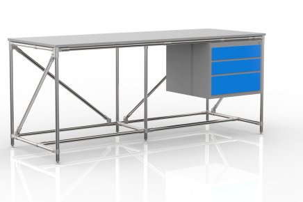 Dielenský stôl s kontajnerom s tromi zásuvkami šírka 2000 mm, 240405315